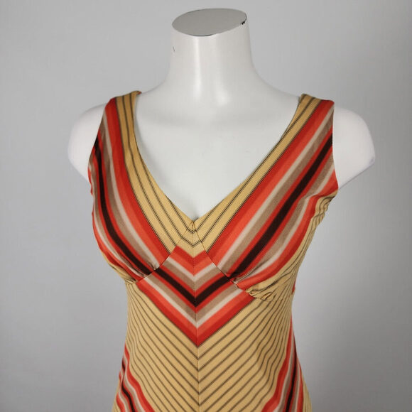 Vintage Nu Mode Red & Brown Maxi Dress Size S - Picture 2 of 10
